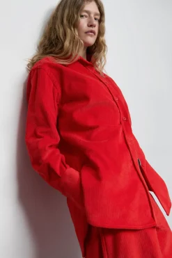 Closed Wide corduroy shirt Hibiscus red Discount