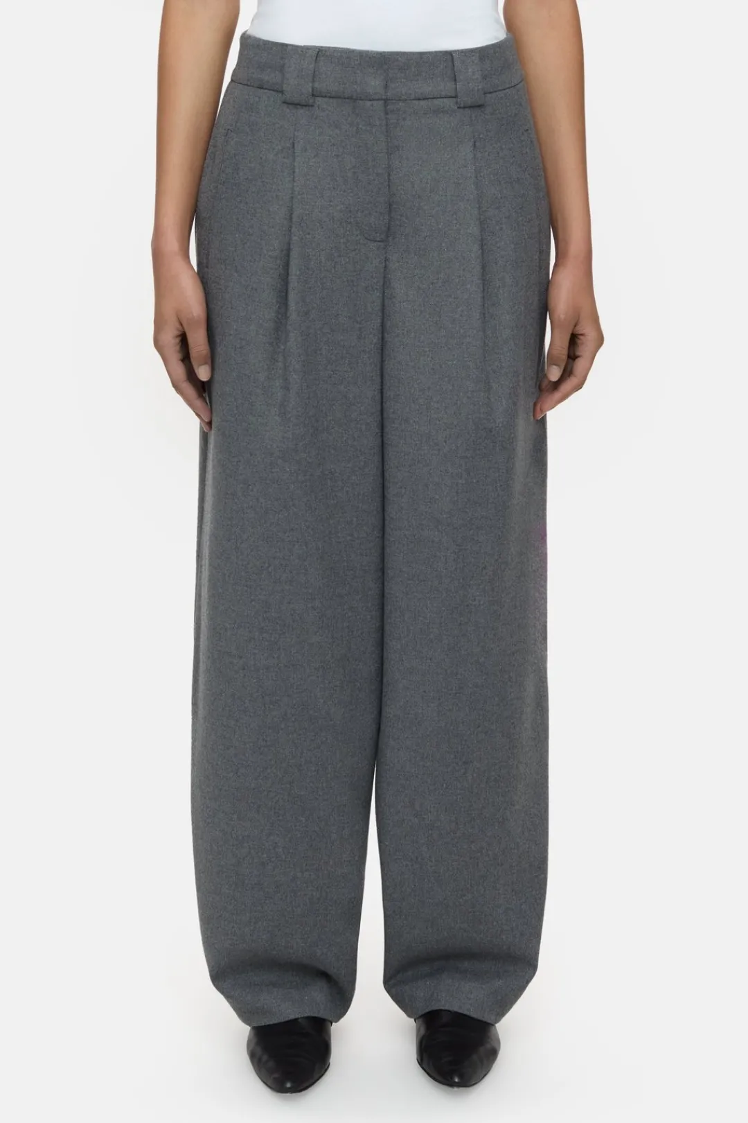 Closed Wide Pants - Style Name Wendlyn Dark grey melange Hot