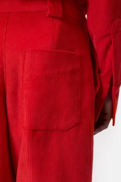 Closed Wide Pants - Style Name Wystan Hibiscus red Clearance