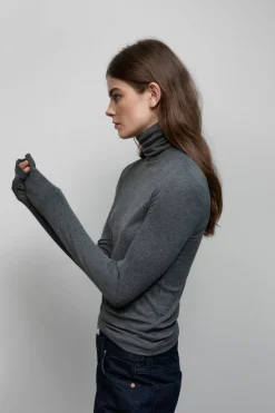Closed Wool blend turtleneck Dark grey melange Discount