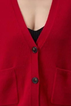 Closed Wool cardigan Chili pepper red Hot