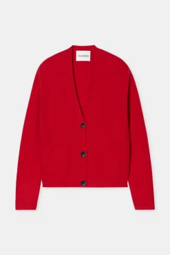 Closed Wool cardigan Chili pepper red Hot