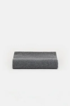 Closed Wool Scarf with Fisherman's Rib Dark grey melange Best
