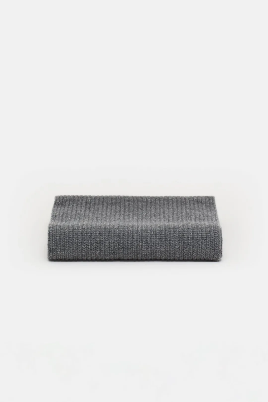 Closed Wool Scarf with Fisherman's Rib Dark grey melange Best