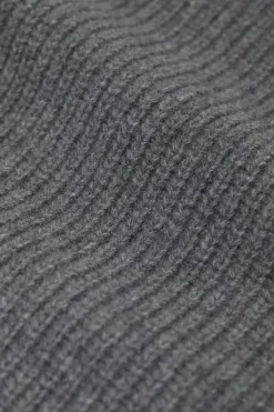 Closed Wool Scarf with Fisherman's Rib Dark grey melange Best