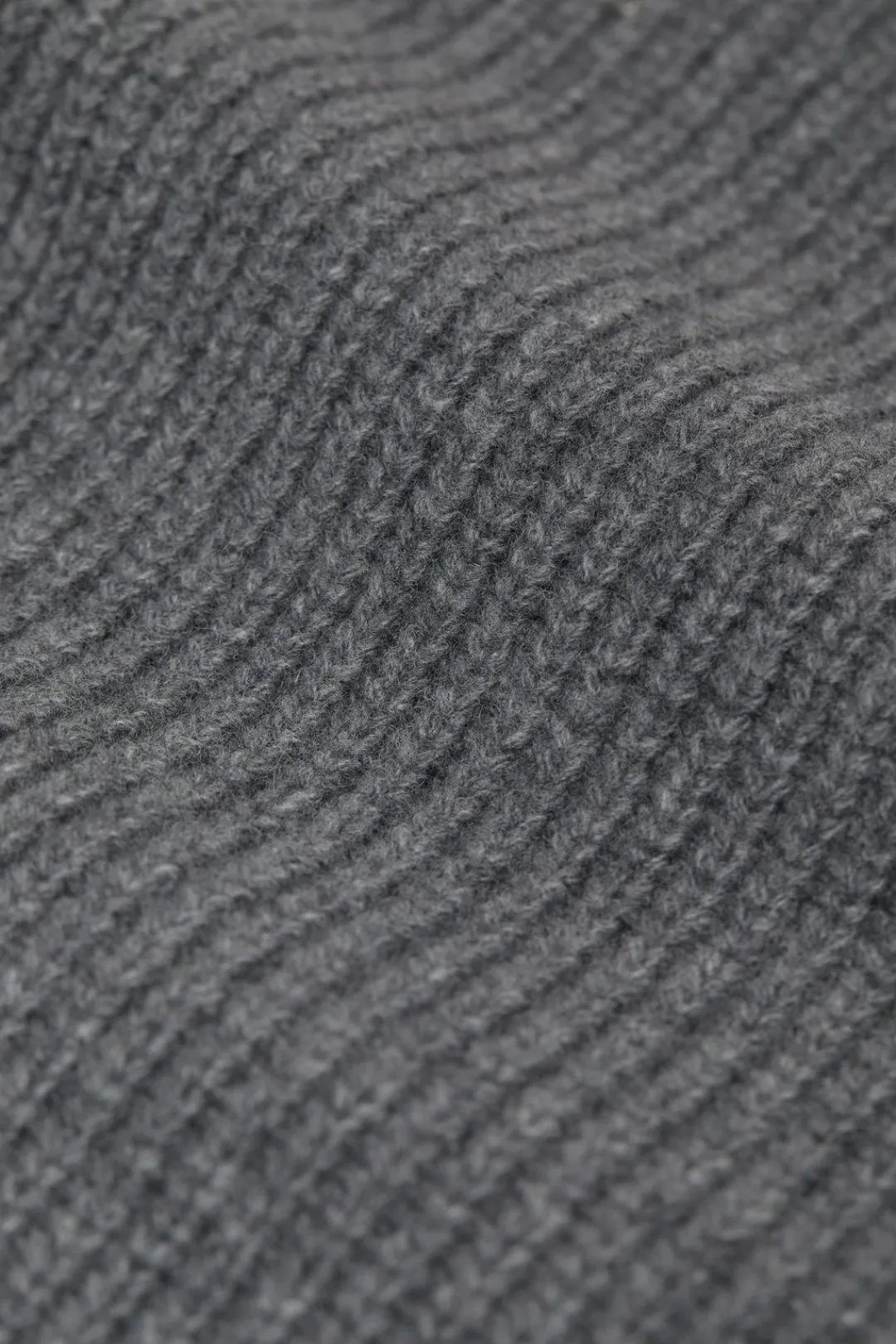 Closed Wool Scarf with Fisherman's Rib Dark grey melange Best