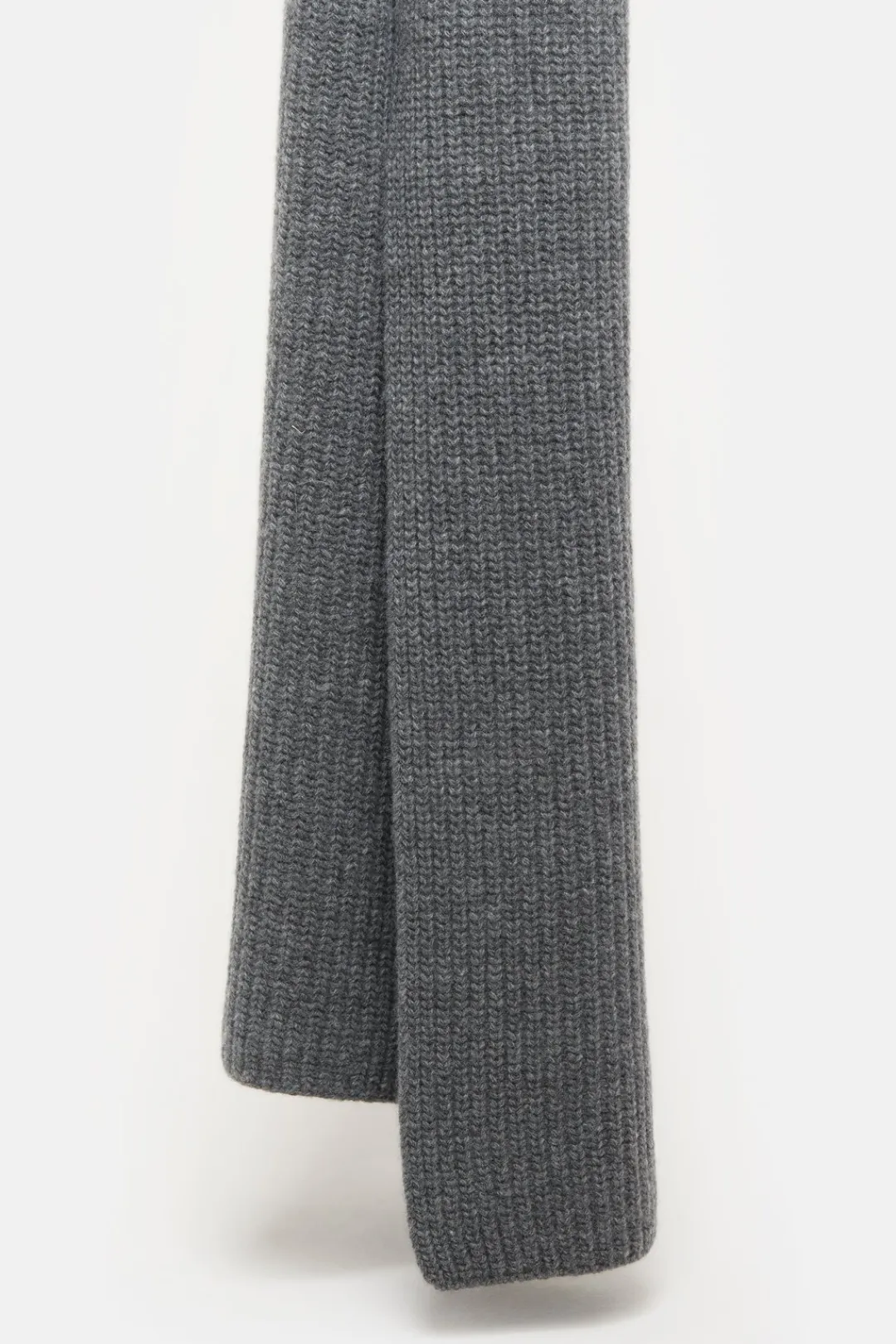 Closed Wool Scarf with Fisherman's Rib Dark grey melange Best