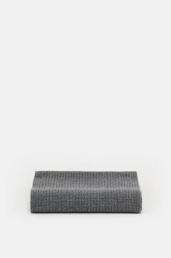 Closed Wool Scarf with Fisherman's Rib Dark grey melange Best