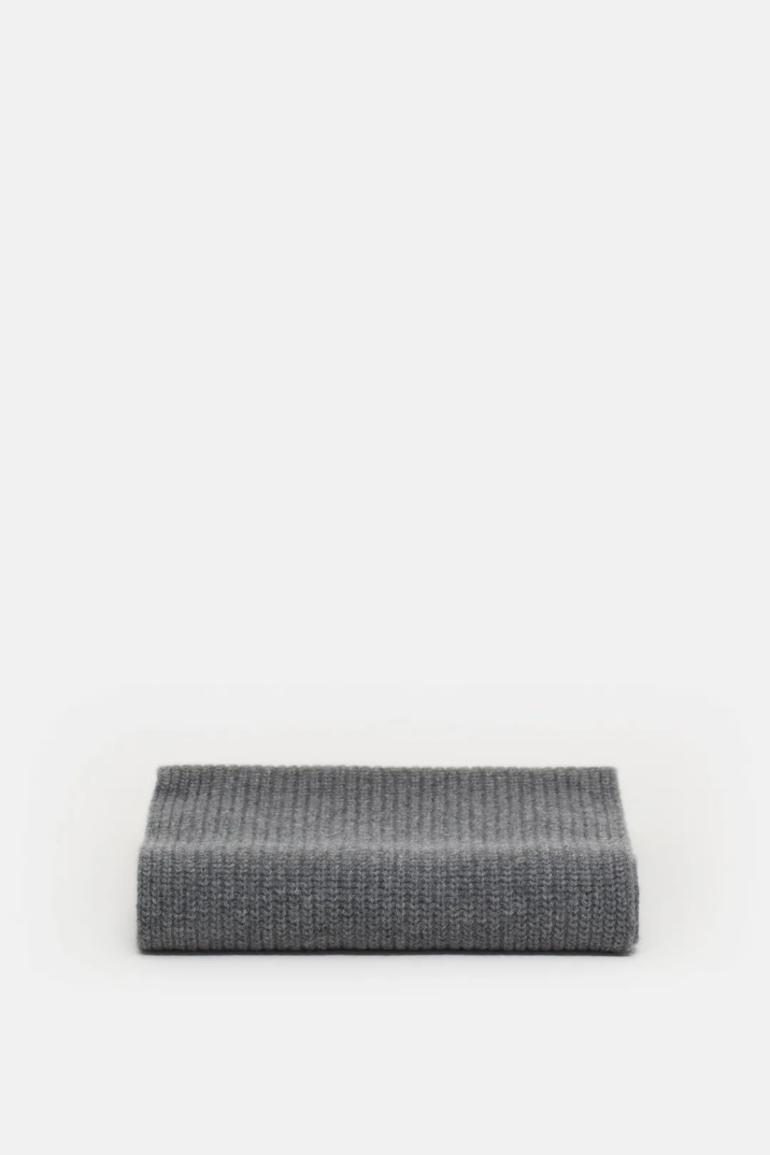 Closed Wool Scarf with Fisherman's Rib Dark grey melange Best
