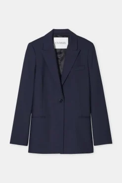 Closed Wool stretch blazer Dark night Sale