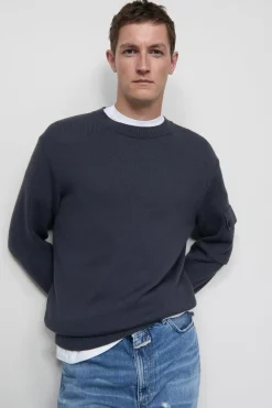 Closed Wool-cotton-mix jumper Smokey blue Online