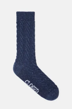 Closed Wool-silk mix socks Dark night New