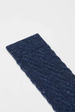 Closed Wool-silk mix socks Dark night New