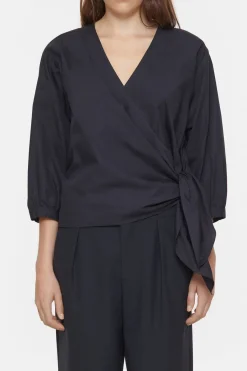Closed Wrap Blouse Black Discount