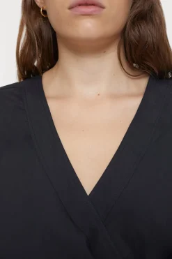 Closed Wrap Blouse Black Discount