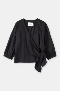 Closed Wrap Blouse Black Discount