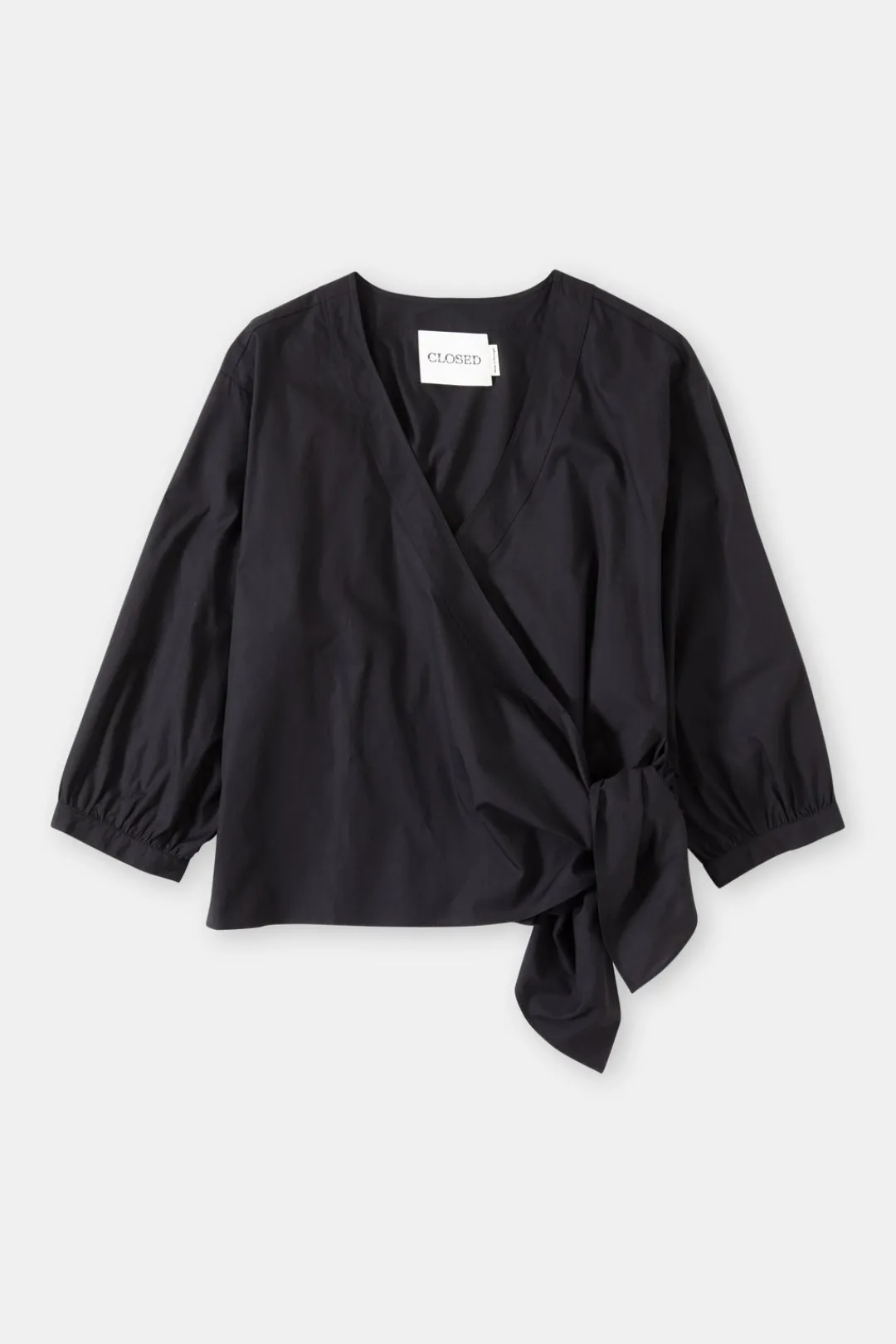 Closed Wrap Blouse Black Discount